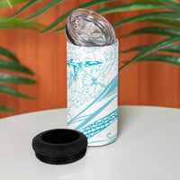 Sharks Couple Dreamy Polynesians Floral Sea 4 in 1 Can Cooler Tumbler Turquoise - Polynesian Pride
