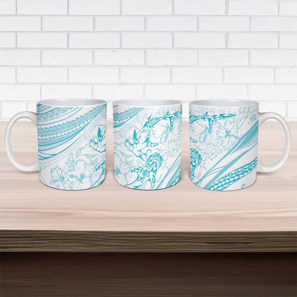 Sharks Couple Dreamy Polynesians Floral Sea Ceramic Mug Turquoise LT7 - Polynesian Pride