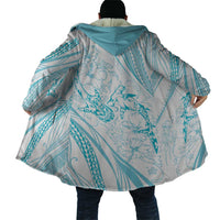 Sharks Couple Dreamy Polynesians Floral Sea Cloak Turquoise LT7 - Polynesian Pride