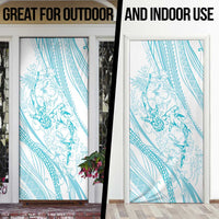 Sharks Couple Dreamy Polynesians Floral Sea Door Cover Turquoise LT7 - Polynesian Pride