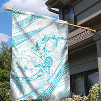 Sharks Couple Dreamy Polynesians Floral Sea Garden Flag Turquoise - Polynesian Pride