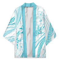 Sharks Couple Dreamy Polynesians Floral Sea Kimono Turquoise - Polynesian Pride
