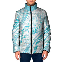 Sharks Couple Dreamy Polynesians Floral Sea Padded Jacket Turquoise LT7 Men Turquoise - Polynesian Pride