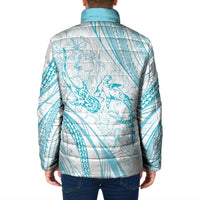 Sharks Couple Dreamy Polynesians Floral Sea Padded Jacket Turquoise LT7 - Polynesian Pride