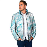 Sharks Couple Dreamy Polynesians Floral Sea Padded Jacket Turquoise LT7 - Polynesian Pride