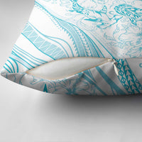 Sharks Couple Dreamy Polynesians Floral Sea Pillow Cover Turquoise - Polynesian Pride