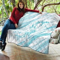 Sharks Couple Dreamy Polynesians Floral Sea Quilt Turquoise - Polynesian Pride