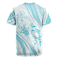 Sharks Couple Dreamy Polynesians Floral Sea Rugby Jersey Turquoise - Polynesian Pride