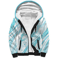 Sharks Couple Dreamy Polynesians Floral Sea Sherpa Hoodie Turquoise - Polynesian Pride