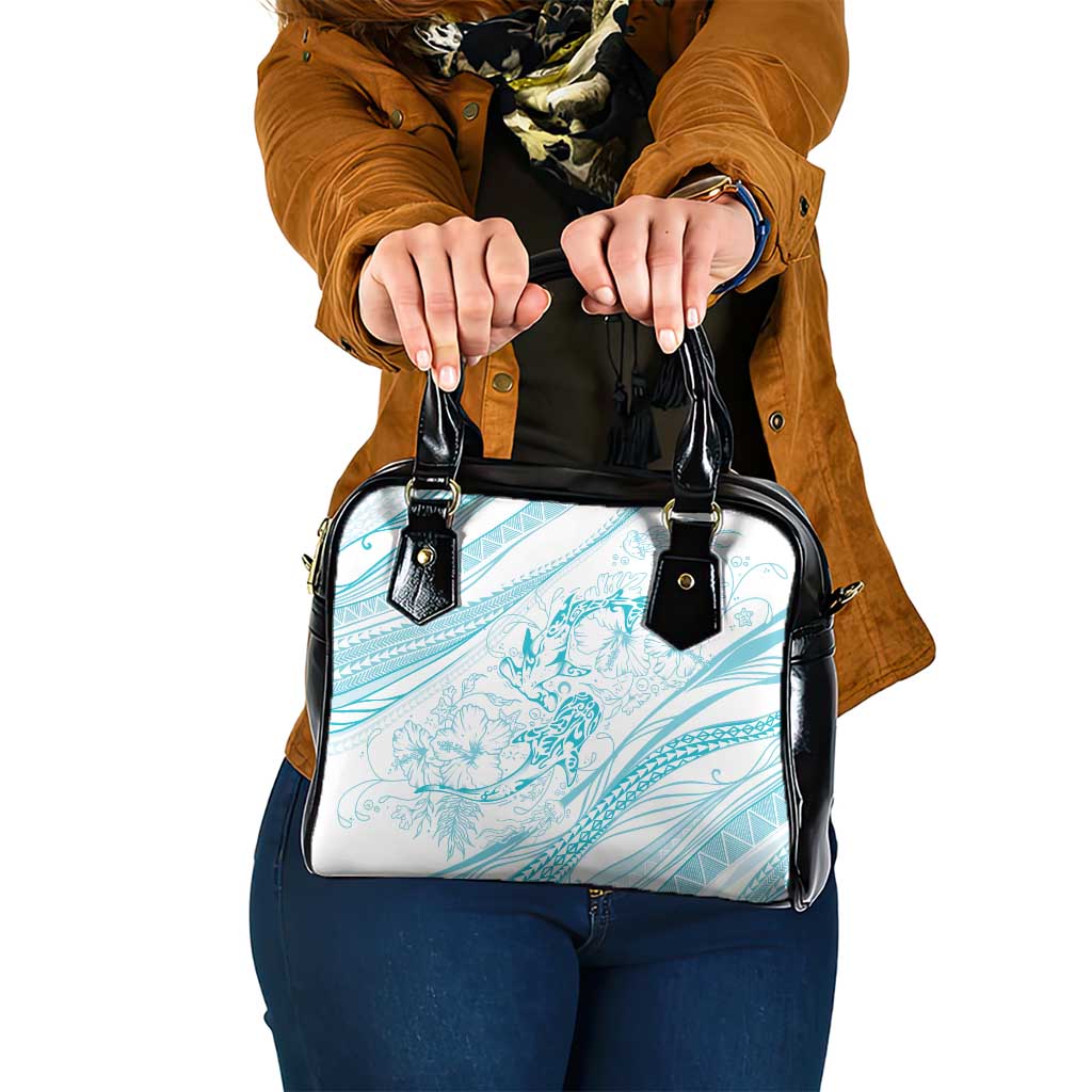 Sharks Couple Dreamy Polynesians Floral Sea Shoulder Handbag Turquoise LT7 One Size Turquoise - Polynesian Pride