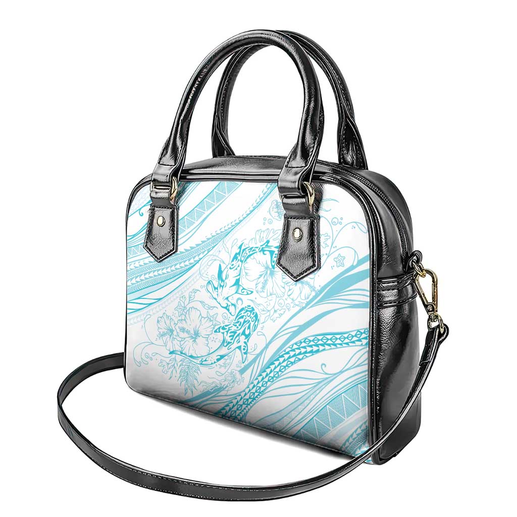Sharks Couple Dreamy Polynesians Floral Sea Shoulder Handbag Turquoise - Polynesian Pride
