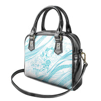 Sharks Couple Dreamy Polynesians Floral Sea Shoulder Handbag Turquoise - Polynesian Pride