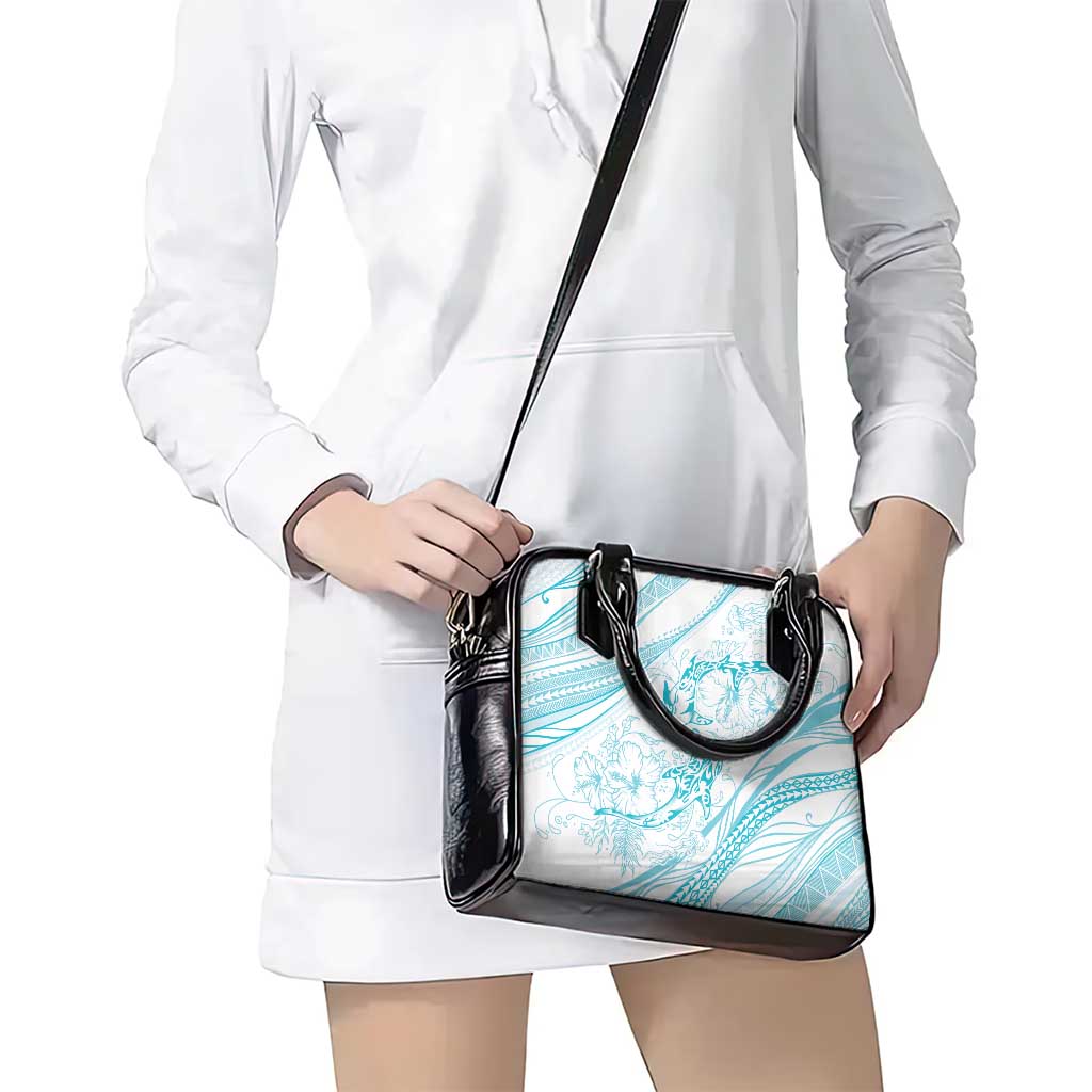 Sharks Couple Dreamy Polynesians Floral Sea Shoulder Handbag Turquoise - Polynesian Pride