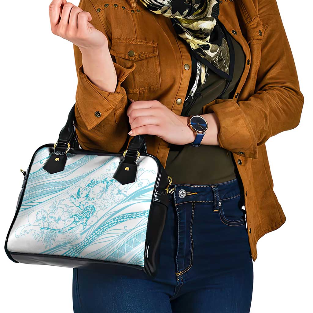 Sharks Couple Dreamy Polynesians Floral Sea Shoulder Handbag Turquoise - Polynesian Pride