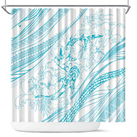 Sharks Couple Dreamy Polynesians Floral Sea Shower Curtain Turquoise - Polynesian Pride
