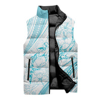 Sharks Couple Dreamy Polynesians Floral Sea Sleeveless Puffer Jacket Turquoise LT7 - Polynesian Pride