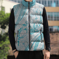 Sharks Couple Dreamy Polynesians Floral Sea Sleeveless Puffer Jacket Turquoise LT7 - Polynesian Pride