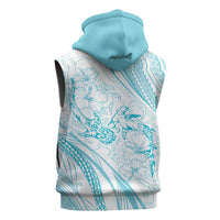 Sharks Couple Dreamy Polynesians Floral Sea Sleeveless Zip Hoodie Turquoise LT7 - Polynesian Pride