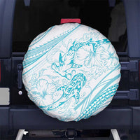 Sharks Couple Dreamy Polynesians Floral Sea Spare Tire Cover Turquoise - Polynesian Pride