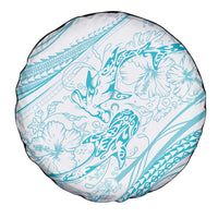 Sharks Couple Dreamy Polynesians Floral Sea Spare Tire Cover Turquoise - Polynesian Pride
