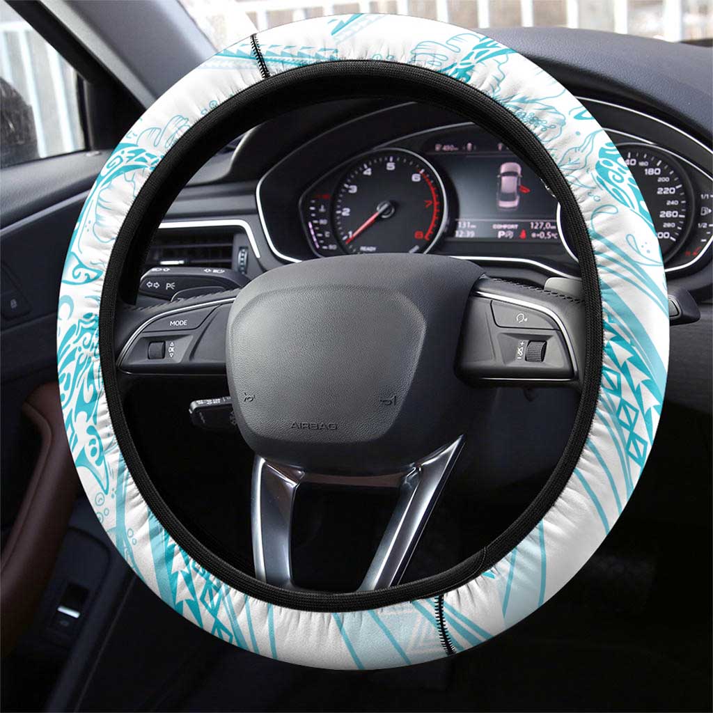 Sharks Couple Dreamy Polynesians Floral Sea Steering Wheel Cover Turquoise LT7 - Polynesian Pride