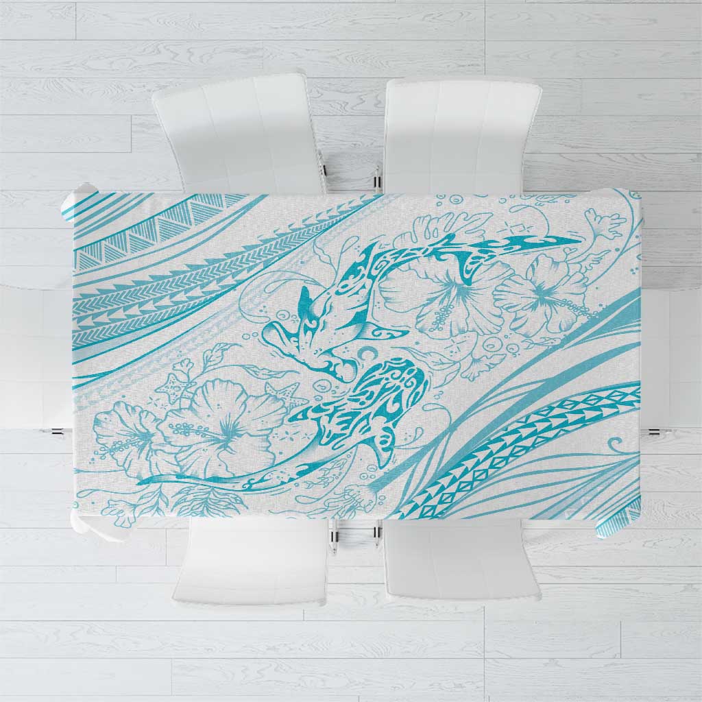 Sharks Couple Dreamy Polynesians Floral Sea Tablecloth Turquoise LT7 Turquoise - Polynesian Pride
