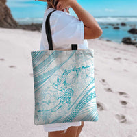 Sharks Couple Dreamy Polynesians Floral Sea Tote Bag Turquoise - Polynesian Pride