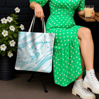 Sharks Couple Dreamy Polynesians Floral Sea Tote Bag Turquoise - Polynesian Pride