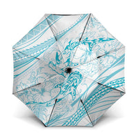 Sharks Couple Dreamy Polynesians Floral Sea Umbrella Turquoise LT7 One Size Folded 11.42 inch Opened Diameter 37.4 inch Turquoise - Polynesian Pride