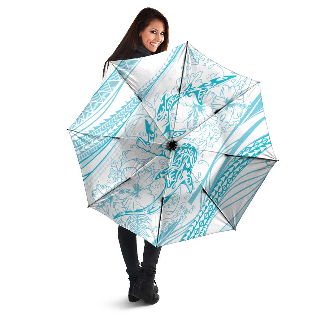 Sharks Couple Dreamy Polynesians Floral Sea Umbrella Turquoise LT7 - Polynesian Pride