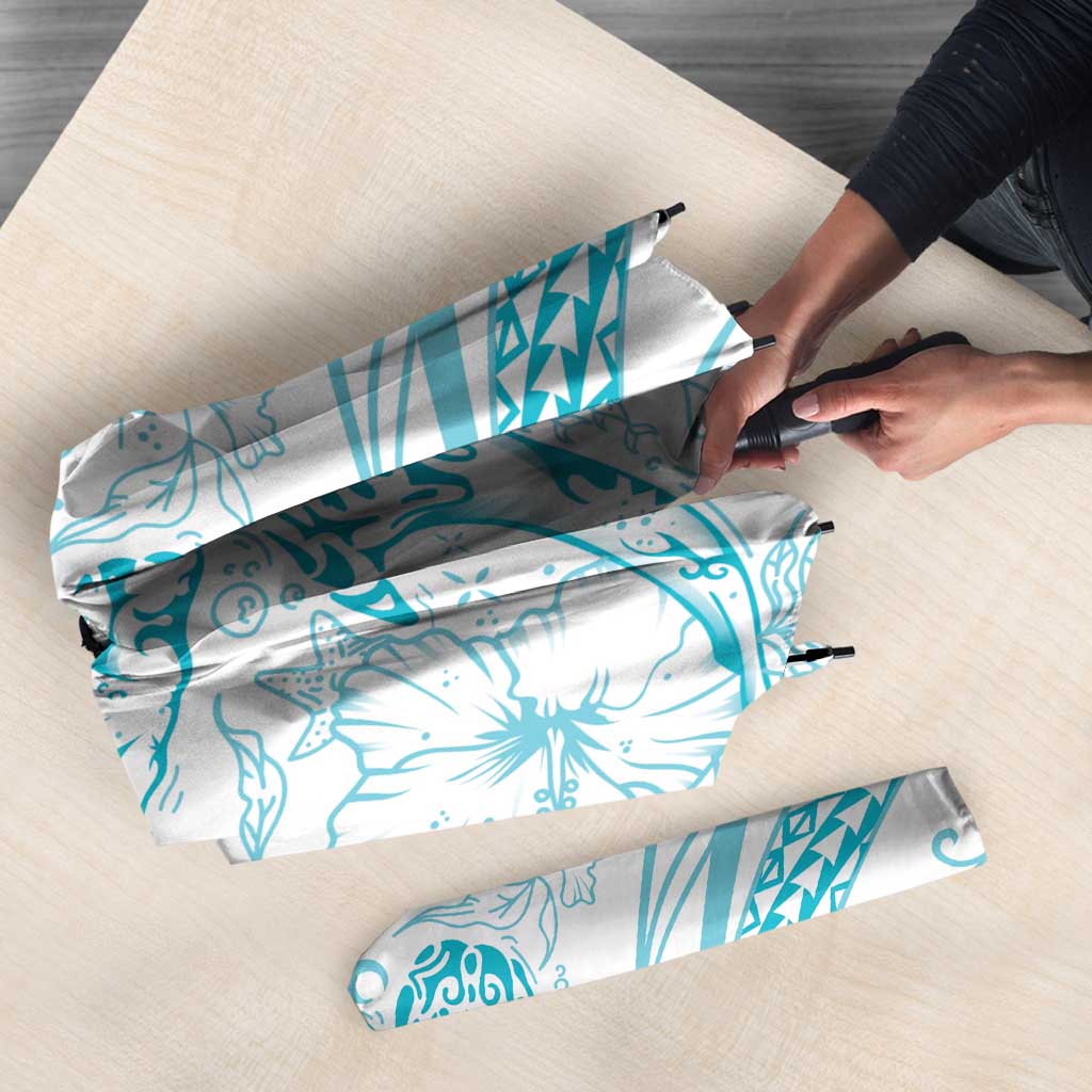 Sharks Couple Dreamy Polynesians Floral Sea Umbrella Turquoise LT7 - Polynesian Pride