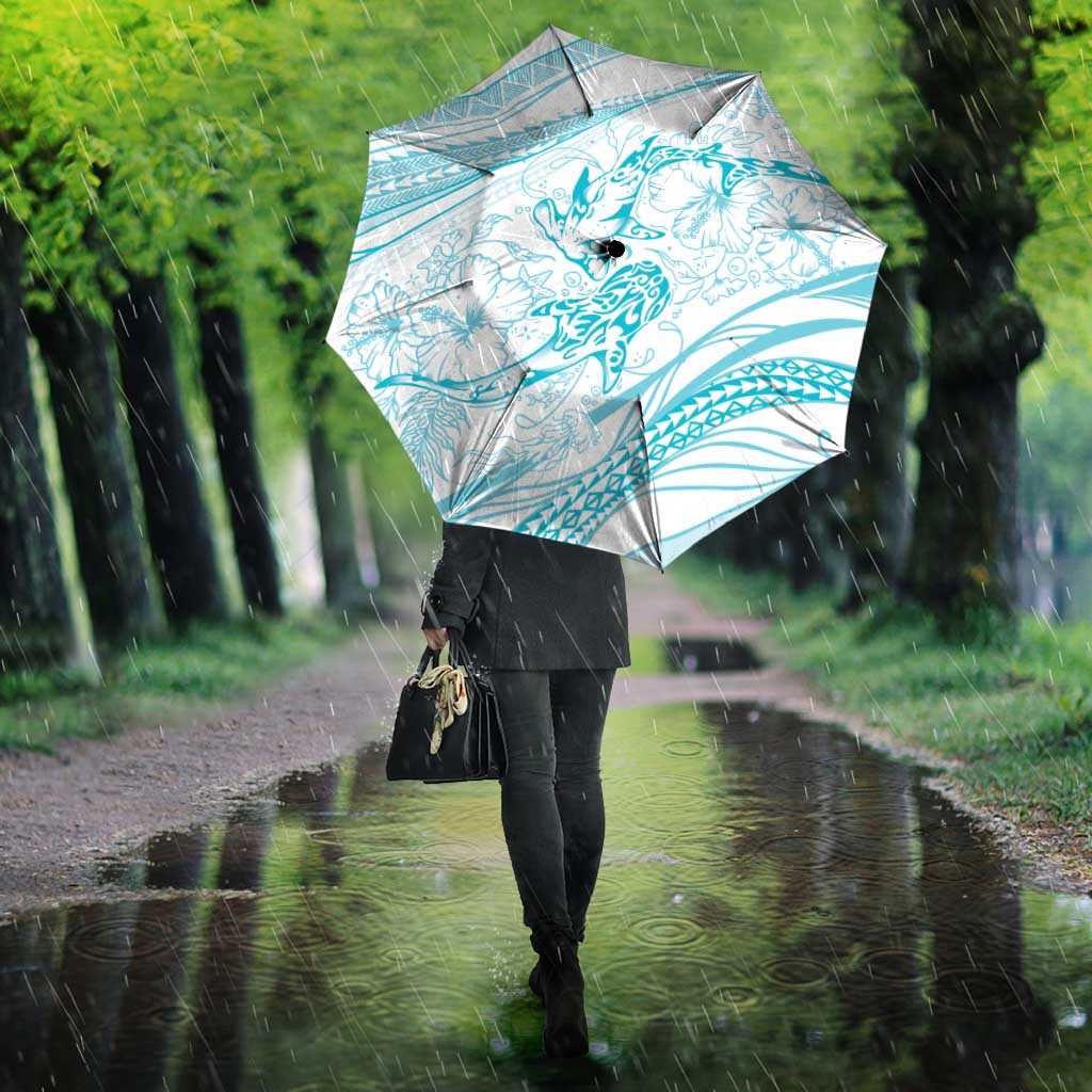 Sharks Couple Dreamy Polynesians Floral Sea Umbrella Turquoise LT7 - Polynesian Pride