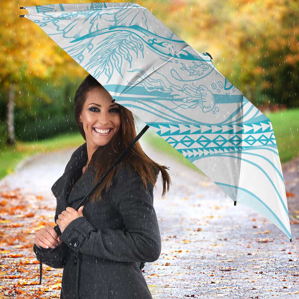 Sharks Couple Dreamy Polynesians Floral Sea Umbrella Turquoise LT7 - Polynesian Pride