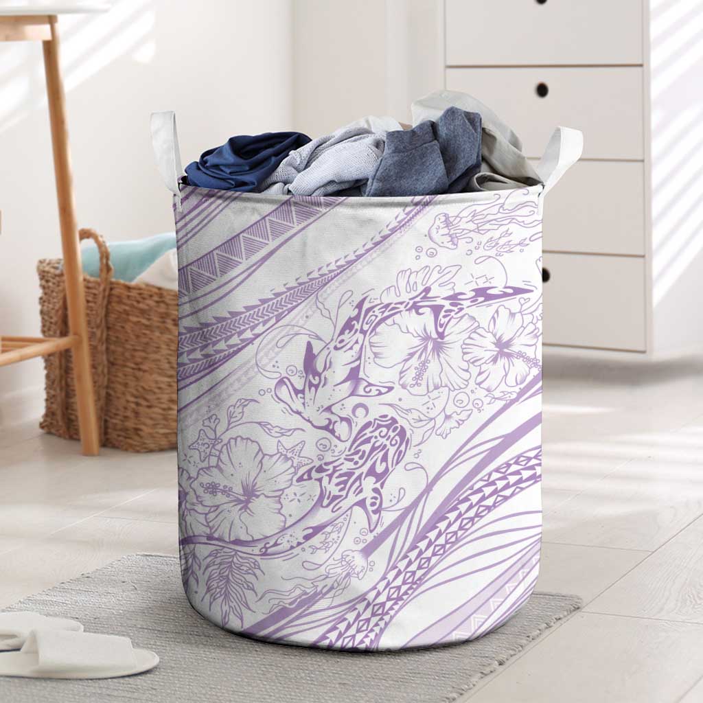 Sharks Couple Dreamy Polynesians Floral Sea Laundry Basket Lilac LT7 Lilac - Polynesian Pride
