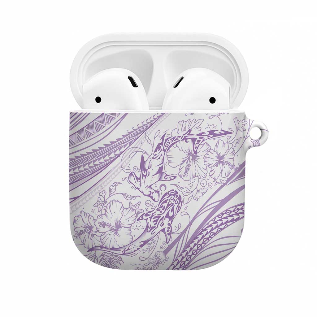 Sharks Couple Dreamy Polynesians Floral Sea AirPods Case Lilac - Polynesian Pride