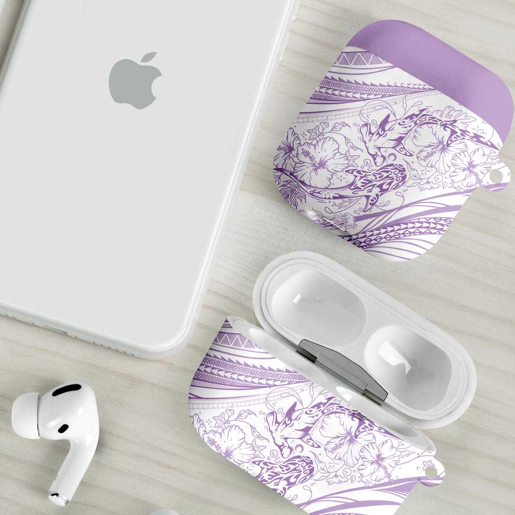 Sharks Couple Dreamy Polynesians Floral Sea AirPods Case Lilac - Polynesian Pride