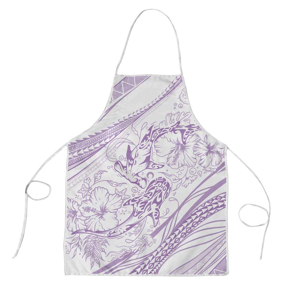 Sharks Couple Dreamy Polynesians Floral Sea Apron Lilac - Polynesian Pride