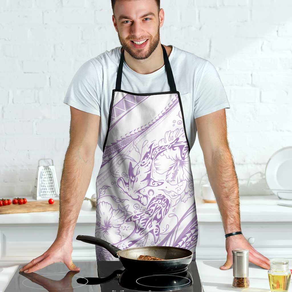 Sharks Couple Dreamy Polynesians Floral Sea Apron Lilac - Polynesian Pride