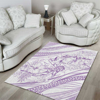 Sharks Couple Dreamy Polynesians Floral Sea Area Rug Lilac - Polynesian Pride