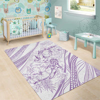 Sharks Couple Dreamy Polynesians Floral Sea Area Rug Lilac - Polynesian Pride