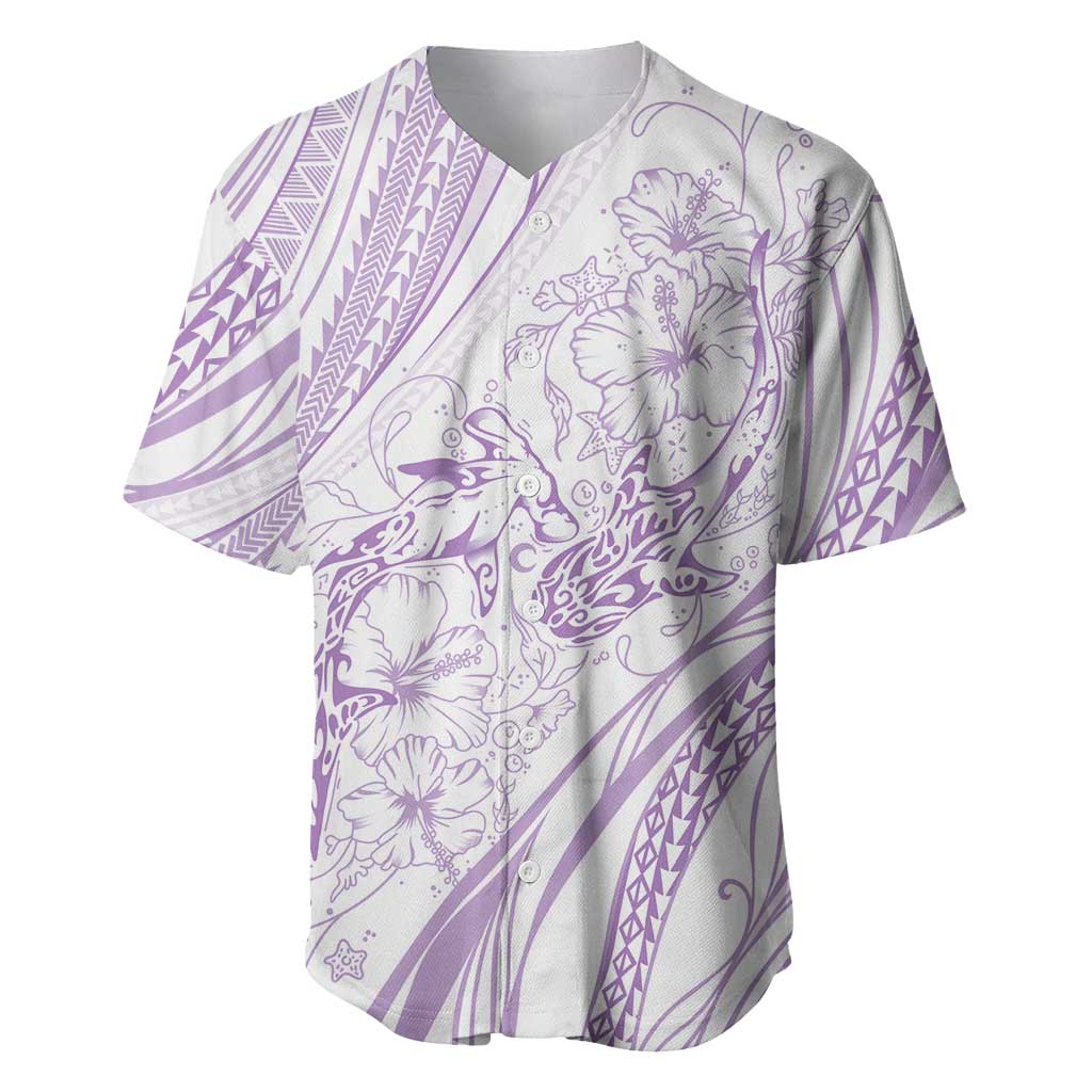 Sharks Couple Dreamy Polynesians Floral Sea Baseball Jersey Lilac LT7 Lilac - Polynesian Pride