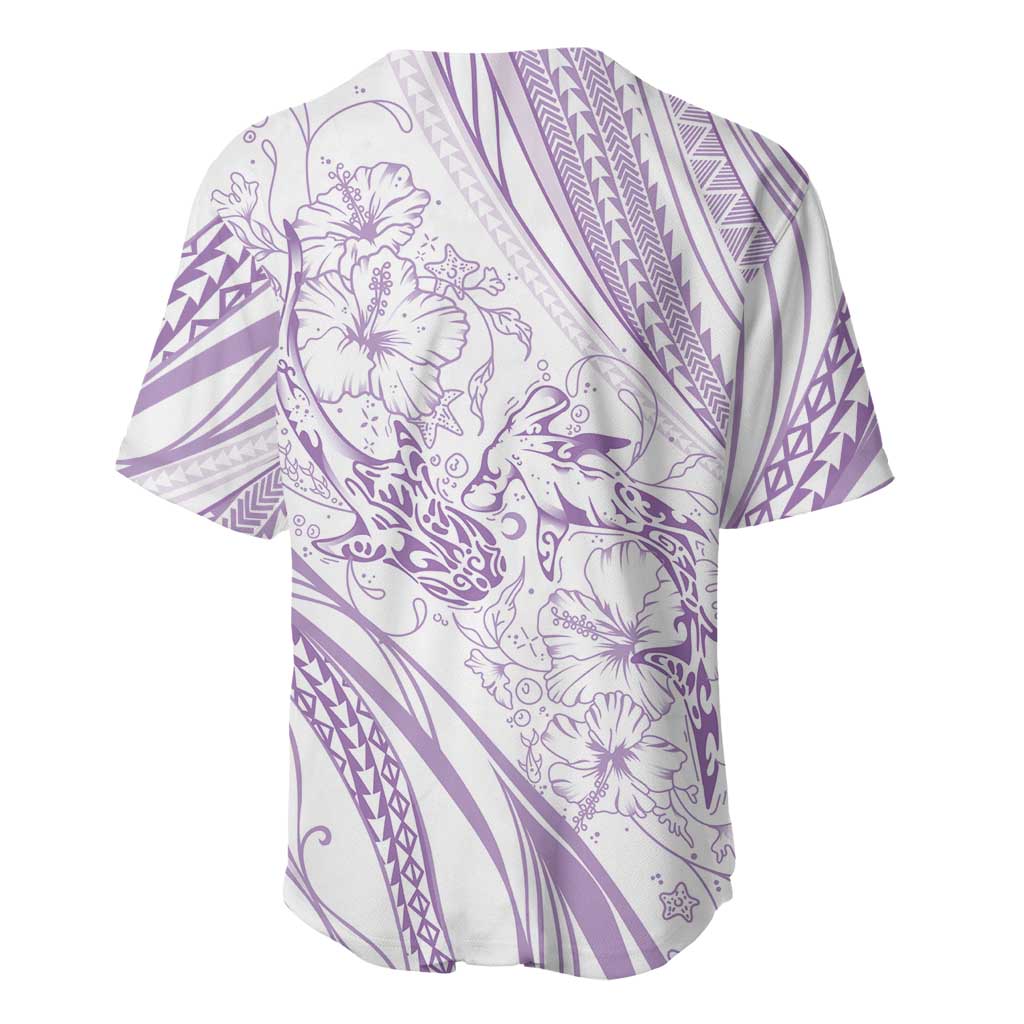 Sharks Couple Dreamy Polynesians Floral Sea Baseball Jersey Lilac LT7 - Polynesian Pride