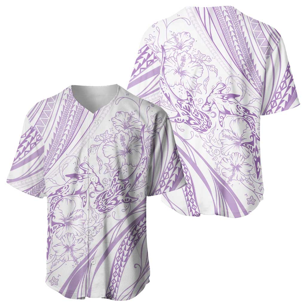 Sharks Couple Dreamy Polynesians Floral Sea Baseball Jersey Lilac LT7 - Polynesian Pride