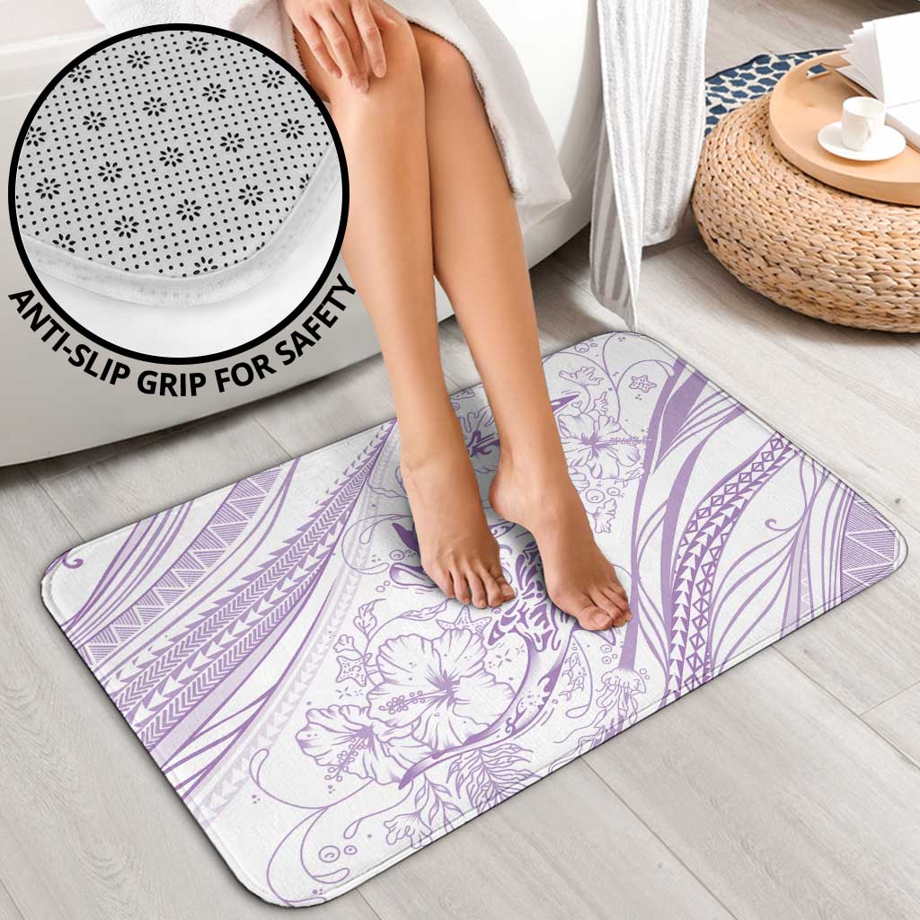 Sharks Couple Dreamy Polynesians Floral Sea Bathroom Set Lilac - Polynesian Pride