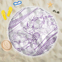 Sharks Couple Dreamy Polynesians Floral Sea Beach Blanket Lilac - Polynesian Pride