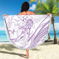 Sharks Couple Dreamy Polynesians Floral Sea Beach Blanket Lilac - Polynesian Pride