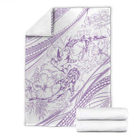 Sharks Couple Dreamy Polynesians Floral Sea Blanket Lilac - Polynesian Pride