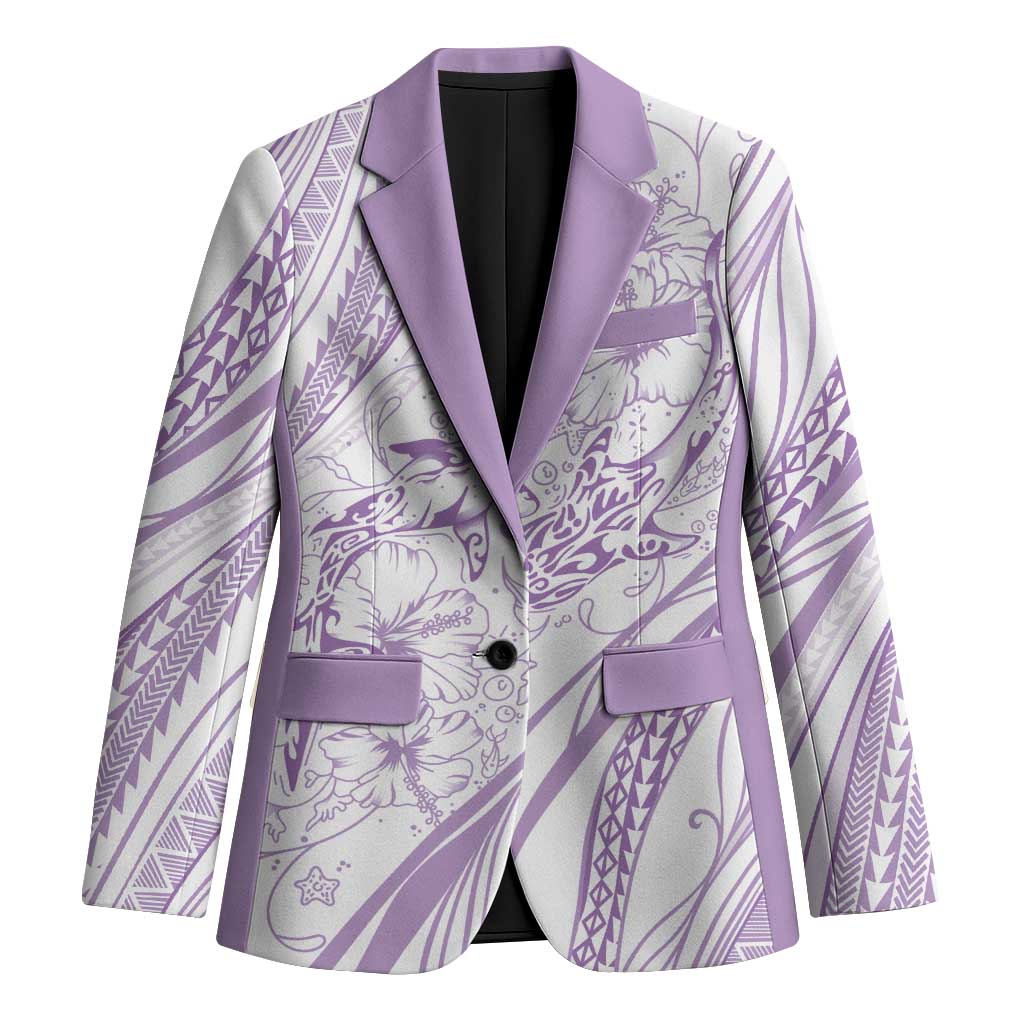 Sharks Couple Dreamy Polynesians Floral Sea Blazer Lilac - Polynesian Pride