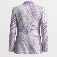 Sharks Couple Dreamy Polynesians Floral Sea Blazer Lilac - Polynesian Pride
