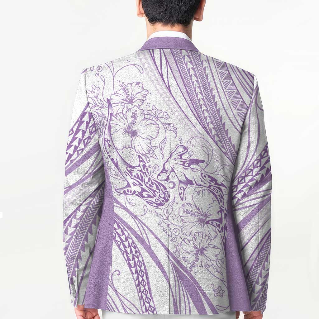 Sharks Couple Dreamy Polynesians Floral Sea Blazer Lilac - Polynesian Pride